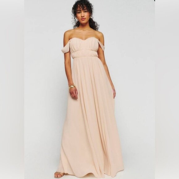 NEW Reformation Jayde Dress Size 8P Prosecco NWT Bridesmaid Maxi - Picture 1 of 10